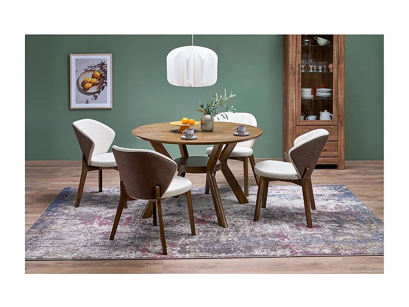 Tavolo da pranzo Rupert (120x77)/MDF+Legno/Rotondo/Marrone