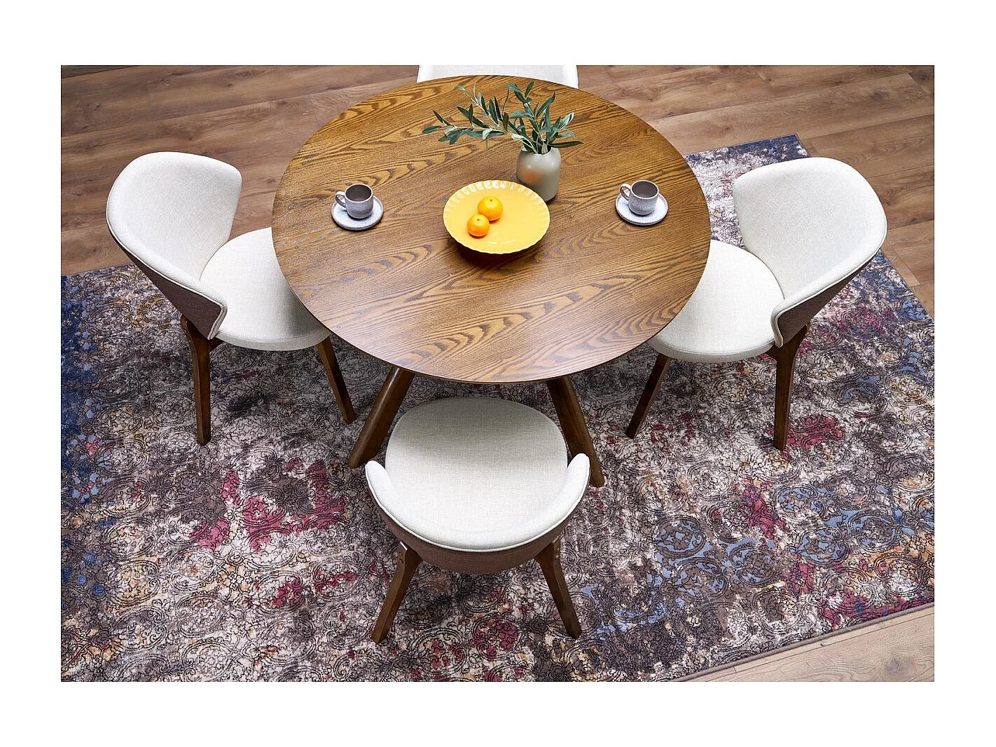 Tavolo da pranzo Rupert (120x77)/MDF+Legno/Rotondo/Marrone