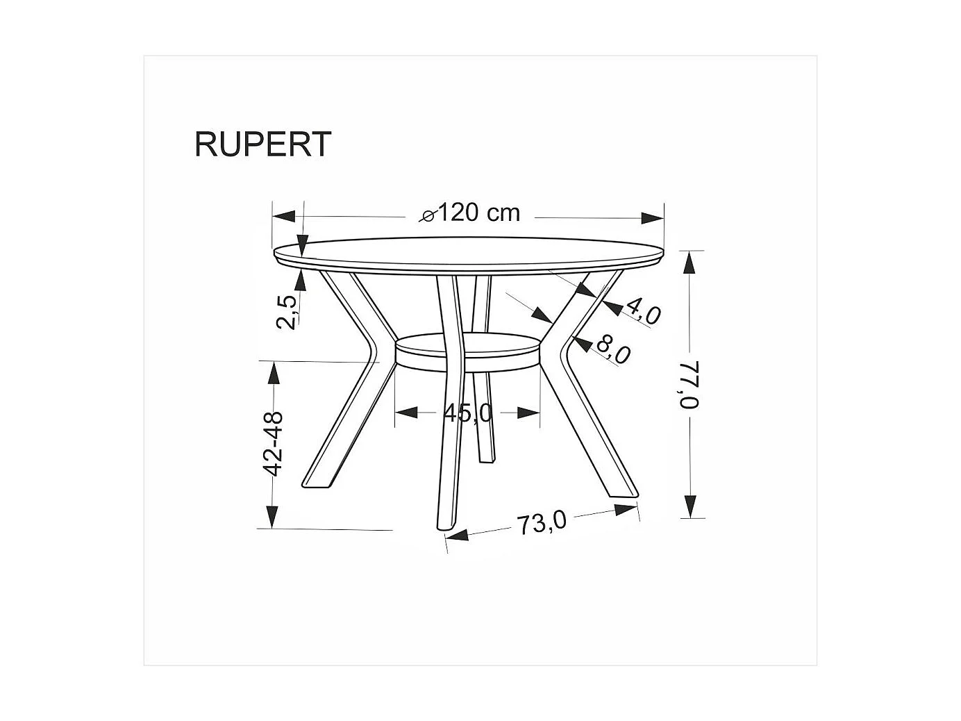 Tavolo da pranzo Rupert (120x77)/MDF+Legno/Rotondo/Marrone