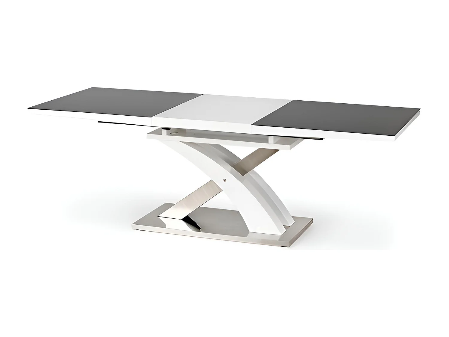 Esstisch Sandor (90x160-220)/Erweiterbar/MDF&Metall/Weiss&Schwarz