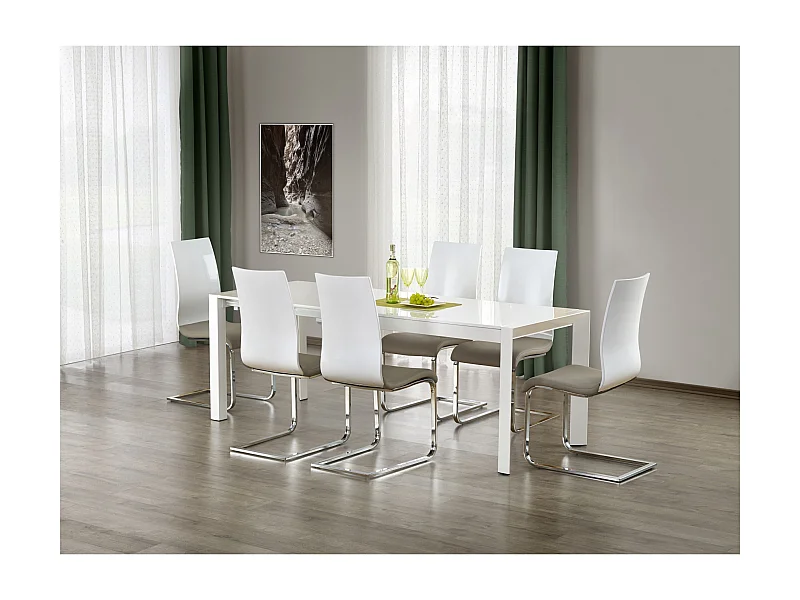 Tavolo da pranzo Stanford (80x130-210)/MDF e metallo/Bianco