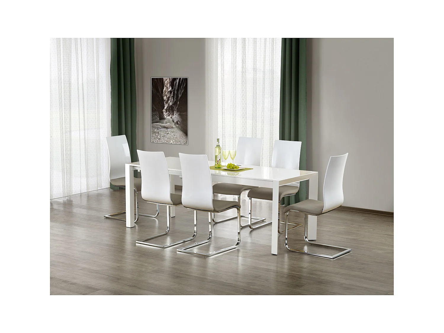 Table à manger Stanford (80 x 130-250)/MDF métal/blanc