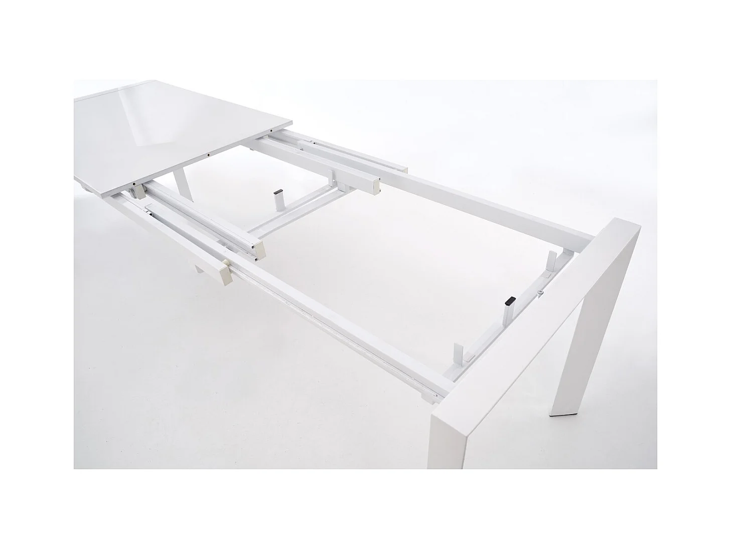 Table à manger Stanford (80 x 130-250)/MDF métal/blanc