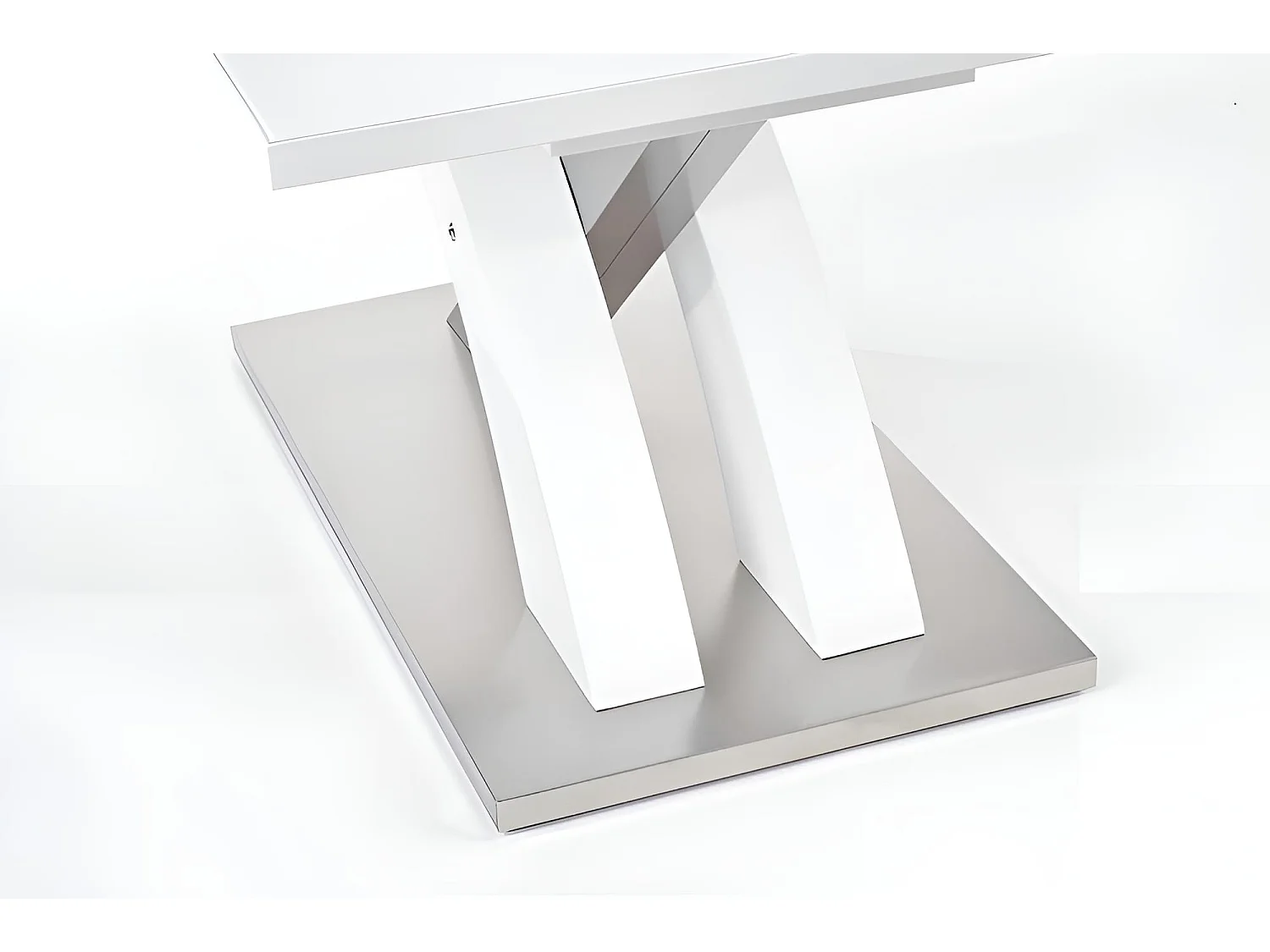 Esstisch Sandor (90x160-220)/Erweiterbar/MDF&Metall/Weiss&Grau