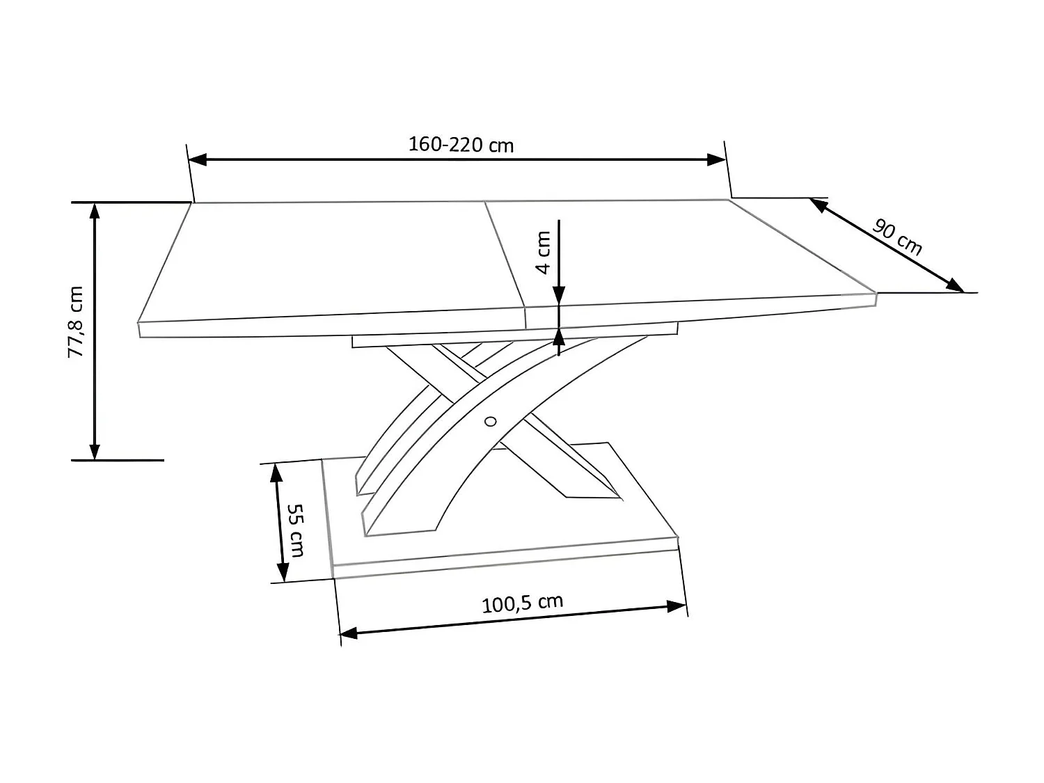 Esstisch Sandor (90x160-220)/Erweiterbar/MDF&Metall/Weiss&Grau