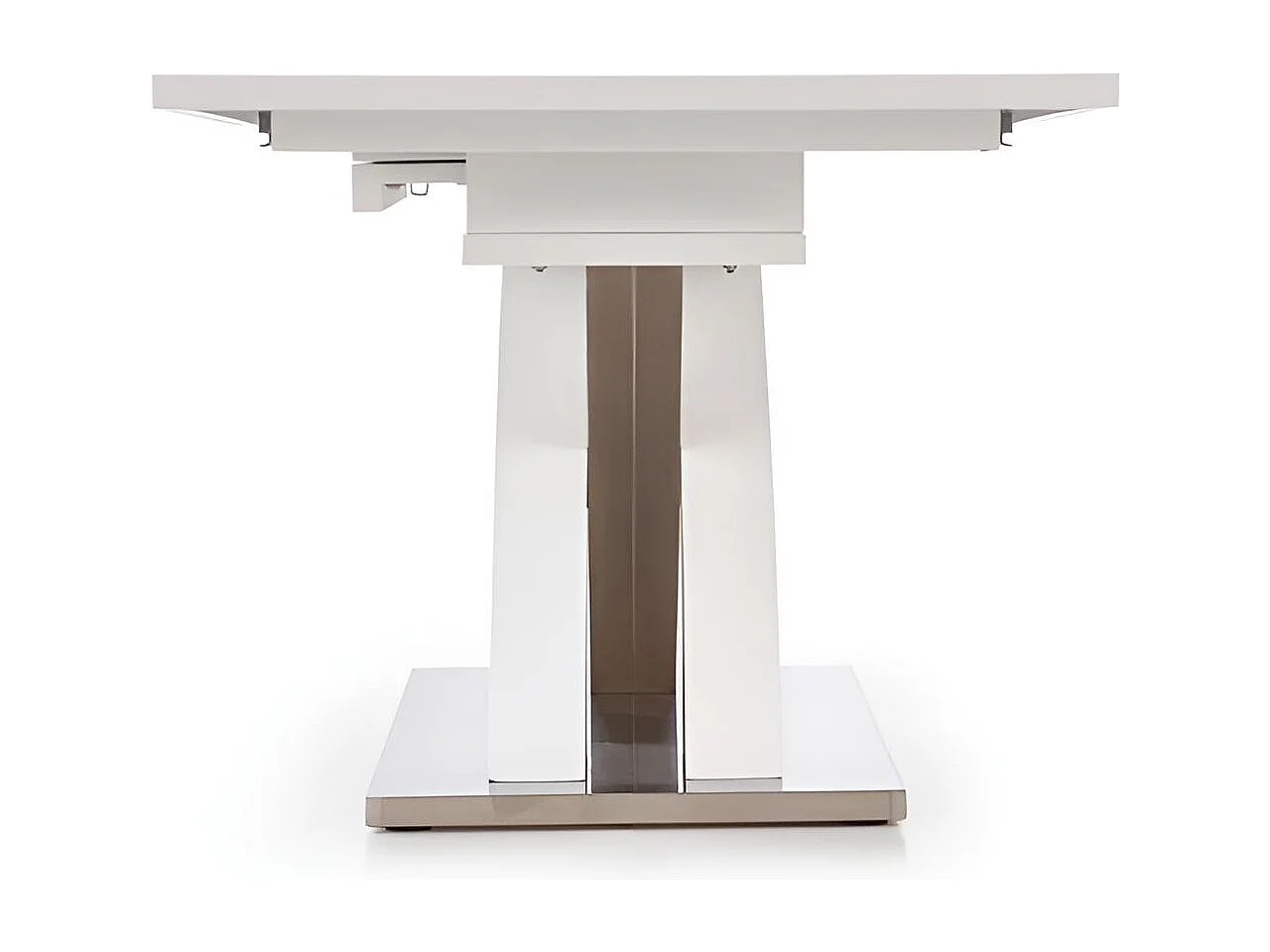 Esstisch Sandor (90x160-220)/Erweiterbar/MDF&Metall/Weiss&Grau