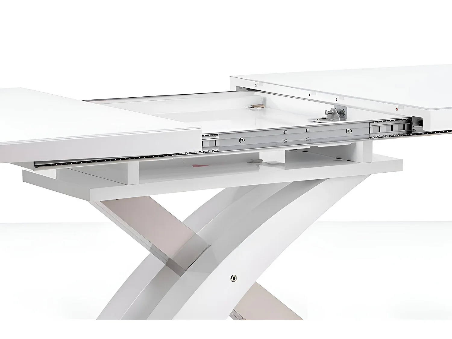 Esstisch Sandor (90x160-220)/Erweiterbar/MDF&Metall/Weiss&Grau