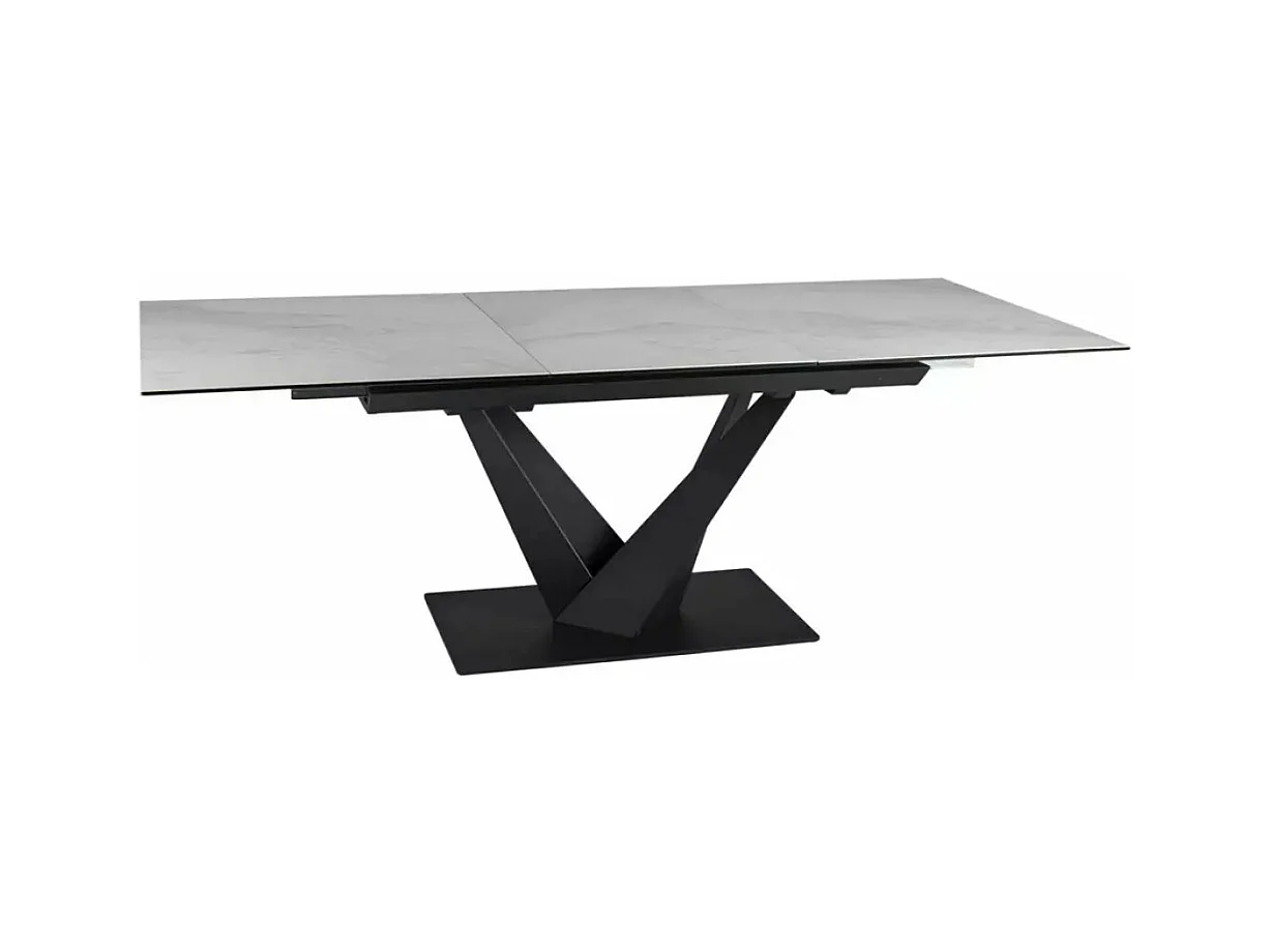 Esstisch Sorento (90x160-220)/Keramik/Weissgrau&Schwarz