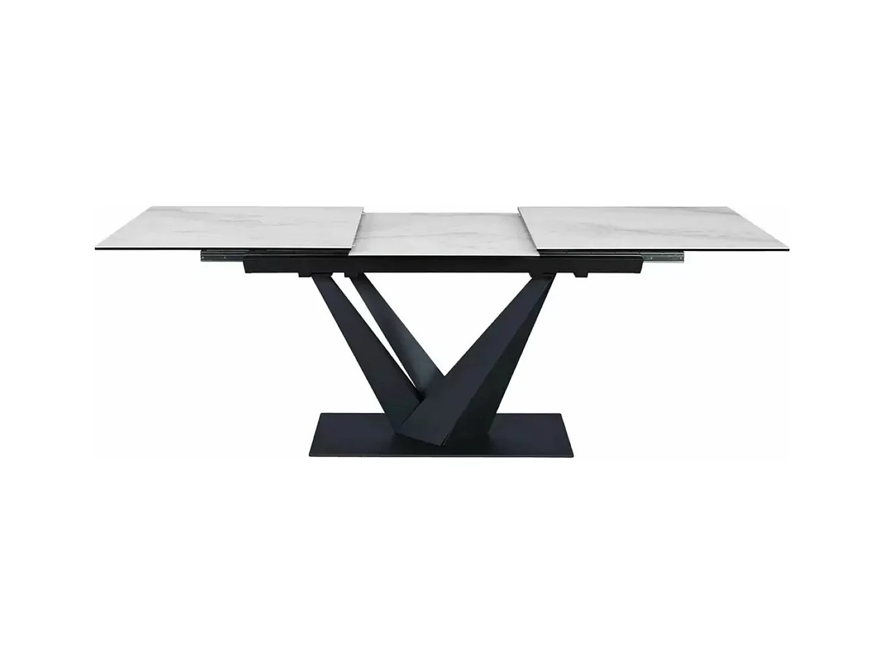 Esstisch Sorento (90x160-220)/Keramik/Weissgrau&Schwarz