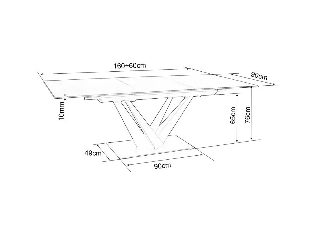 Esstisch Sorento (90x160-220)/Keramik/Weissgrau&Schwarz