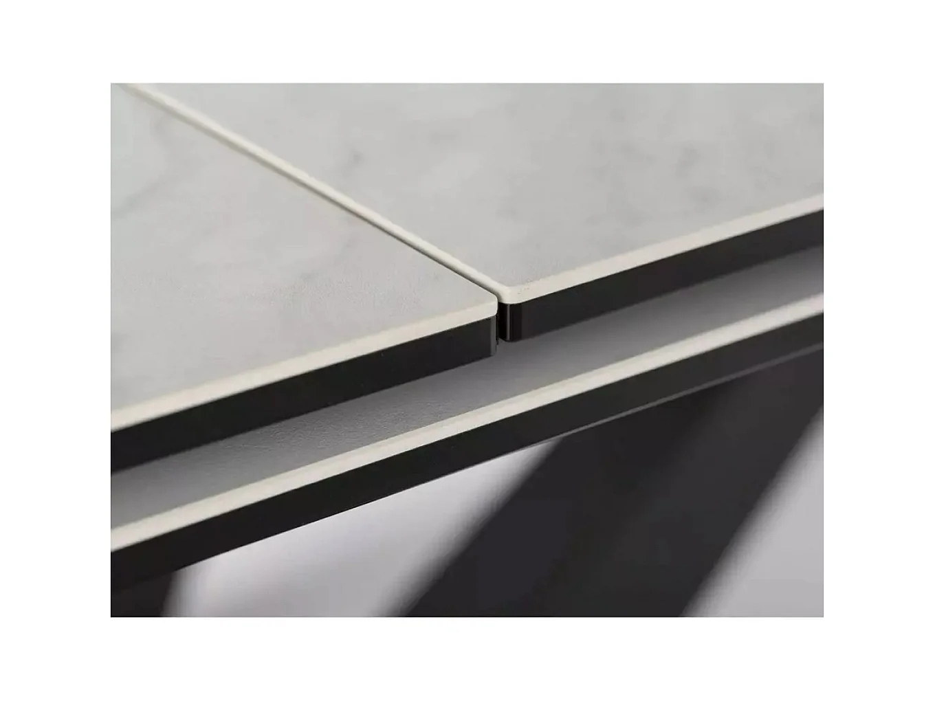 Esstisch Sorento (90x160-220)/Keramik/Weissgrau&Schwarz