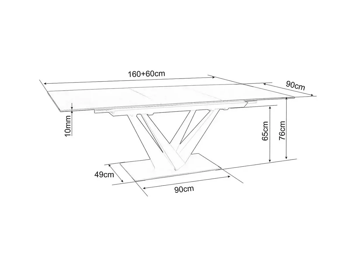 Esstisch Sorento (90x160-220)/Keramik/Weissgrau&Schwarz