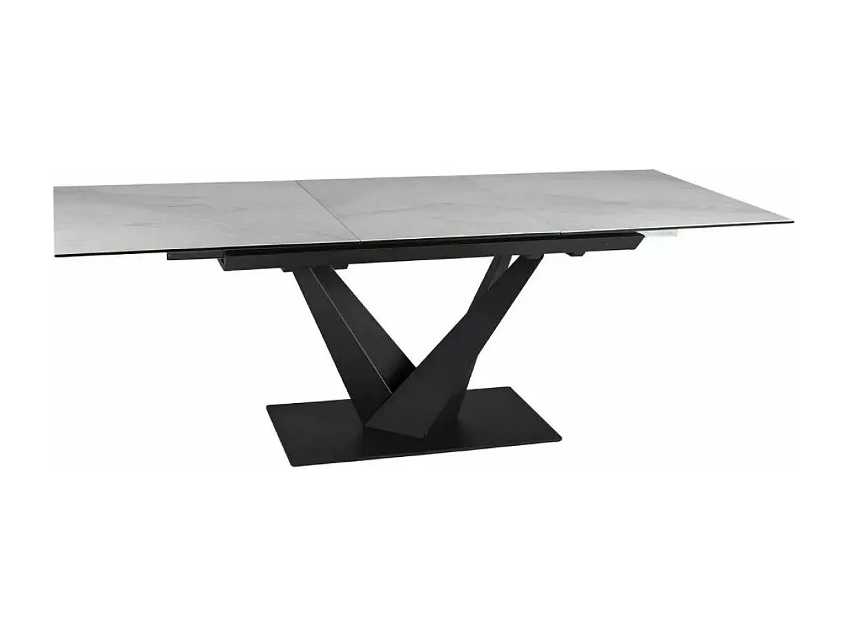 Esstisch Sorento (90x160-220)/Keramik/Weissgrau&Schwarz