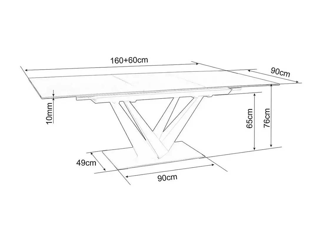 Esstisch Sorento (90x160-220)/Keramik/Weissgrau&Schwarz