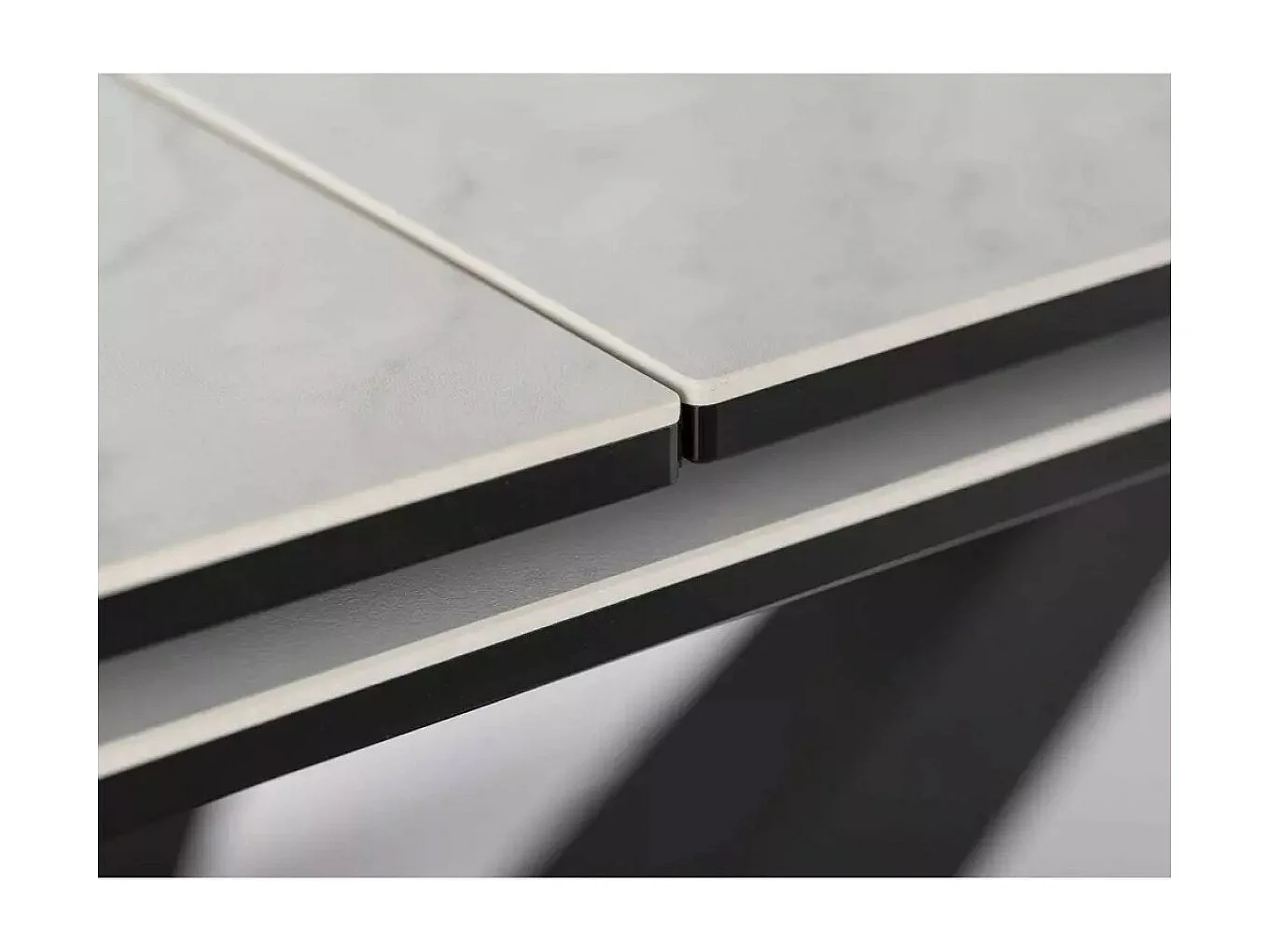 Esstisch Sorento (90x160-220)/Keramik/Weissgrau&Schwarz