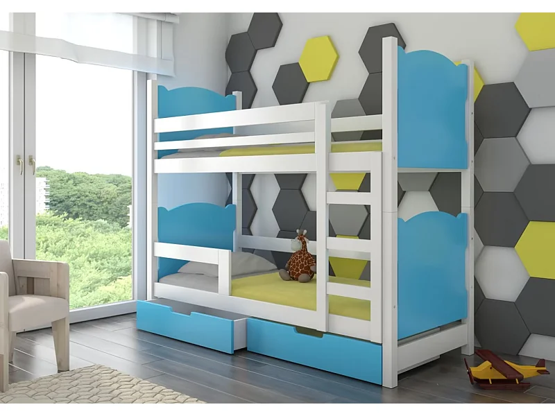 Letto Mariza (80x180)/materasso incluso/Blu&Bianco