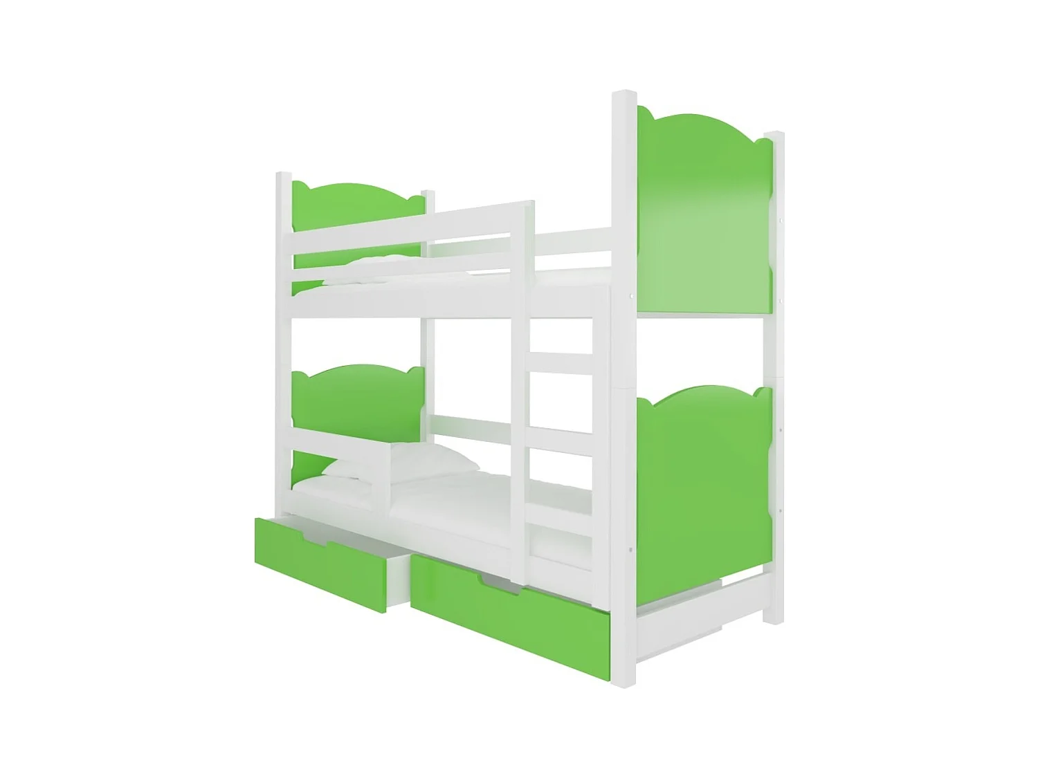 Bett Mariza (80x180)/Matratze inklusive/Grün&Weiss