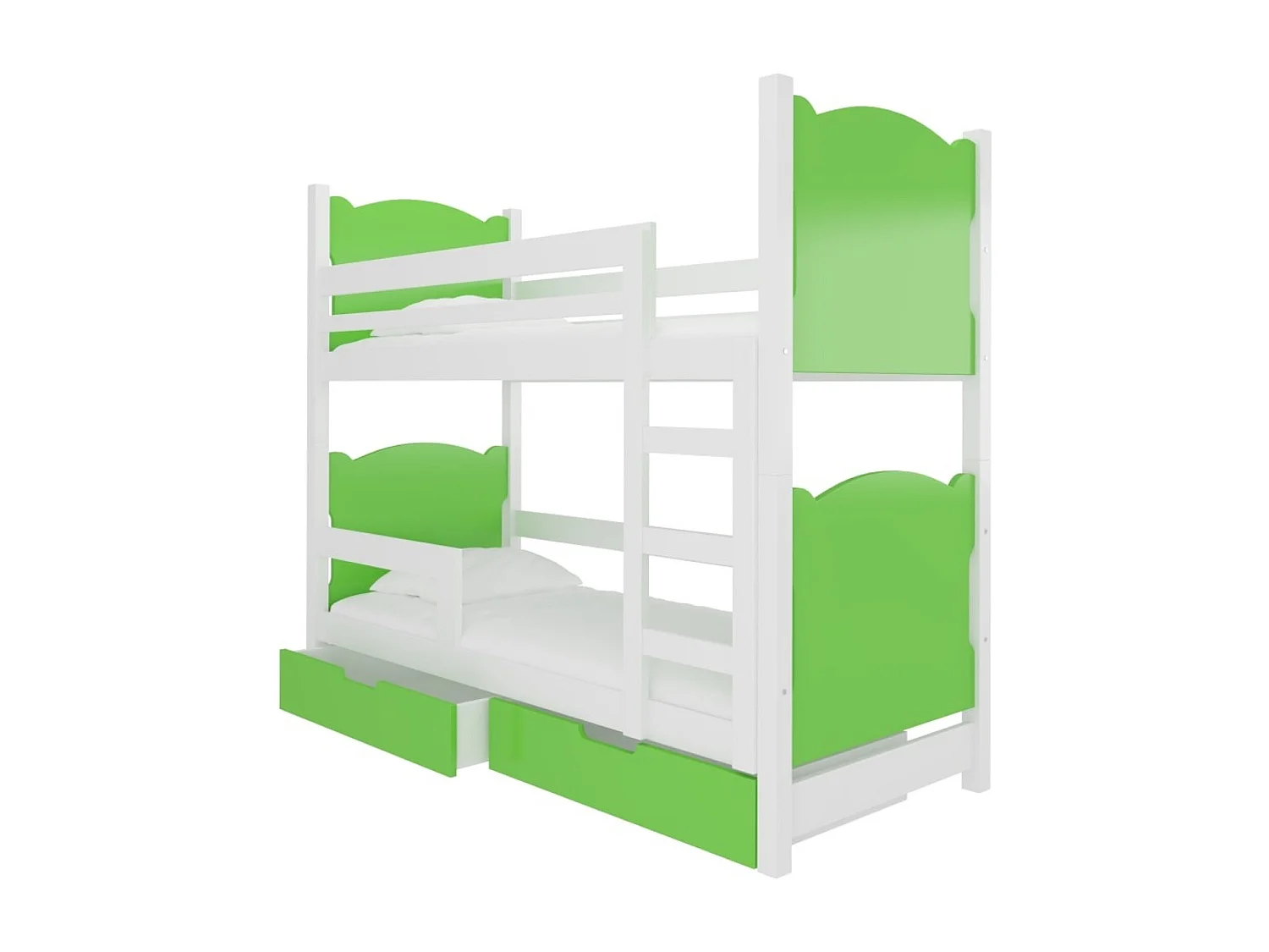 Bett Mariza (80x180)/Matratze inklusive/Grün&Weiss