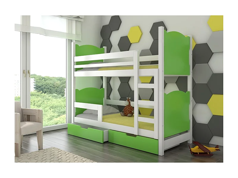 Bett Mariza (80x180)/Matratze inklusive/Grün&Weiss