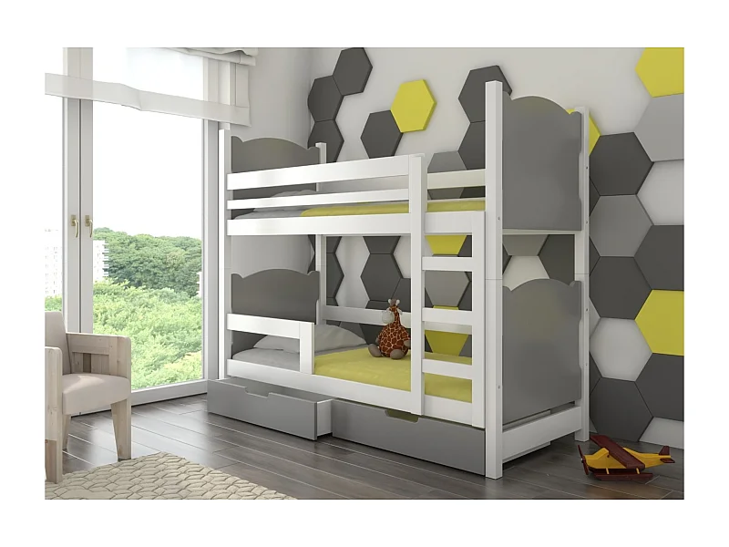 Letto Mariza (80x180)/materasso incluso/grigio&bianco