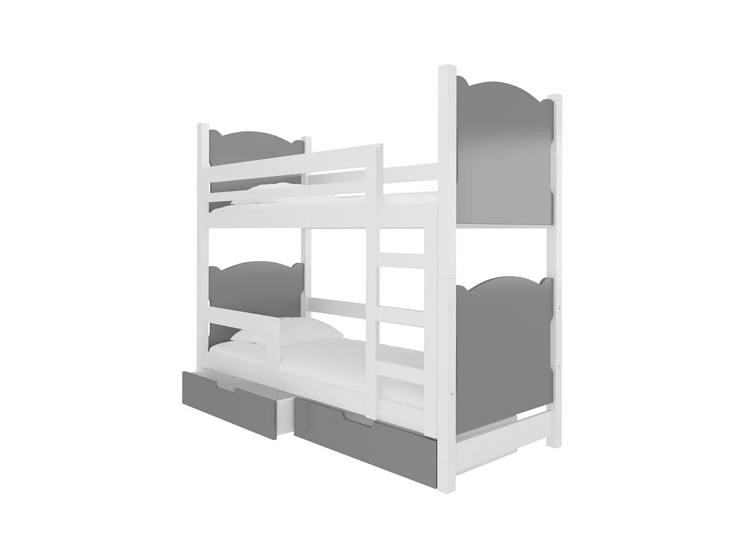 Bett Mariza (80x180)/Matratze inklusive/Grau&Weiss