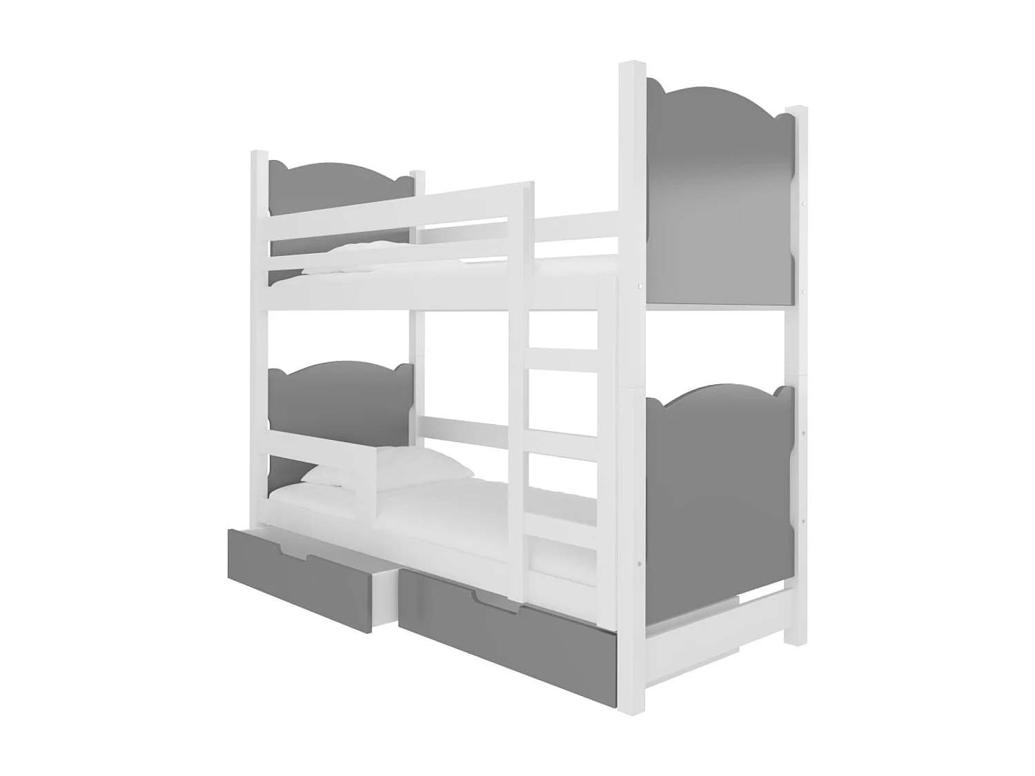 Bett Mariza (80x180)/Matratze inklusive/Grau&Weiss