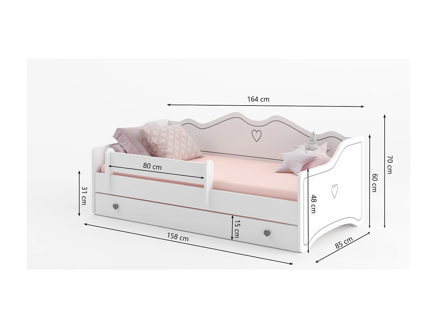 Lit Sena (80x160)/matelas inclus/blanche