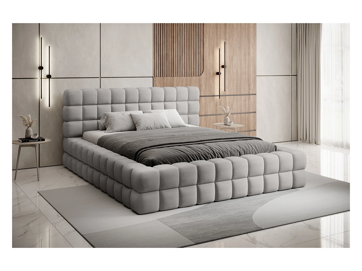 Bett Dario M (160x200)/Stoffbezug/inklusive Matratze/Grau