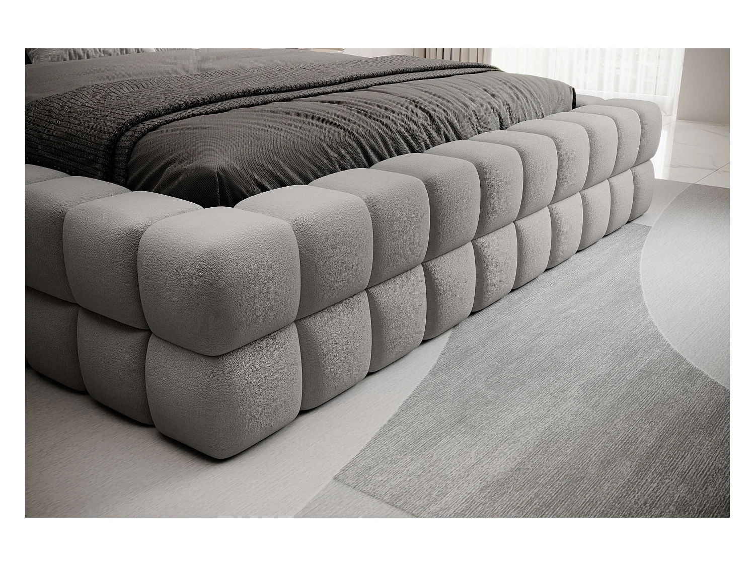 Bett Dario M (160x200)/Stoffbezug/inklusive Matratze/Grau