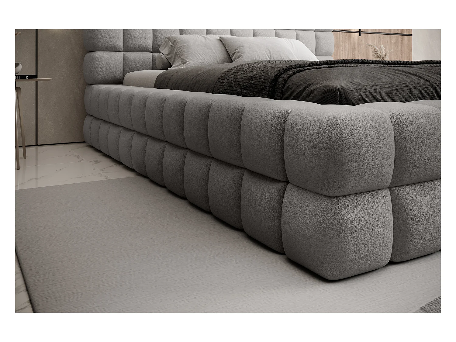 Bett Dario M (160x200)/Stoffbezug/inklusive Matratze/Grau