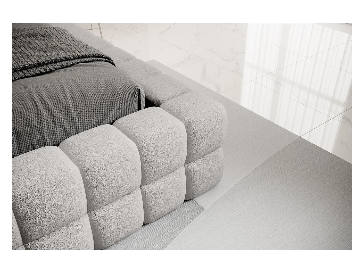 Bett Dario M (160x200)/Stoffbezug/inklusive Matratze/Grau