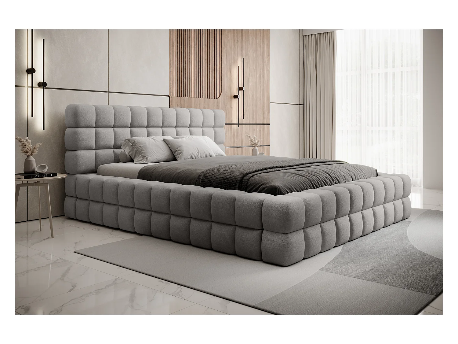 Bett Dario M (160x200)/Stoffbezug/inklusive Matratze/Grau