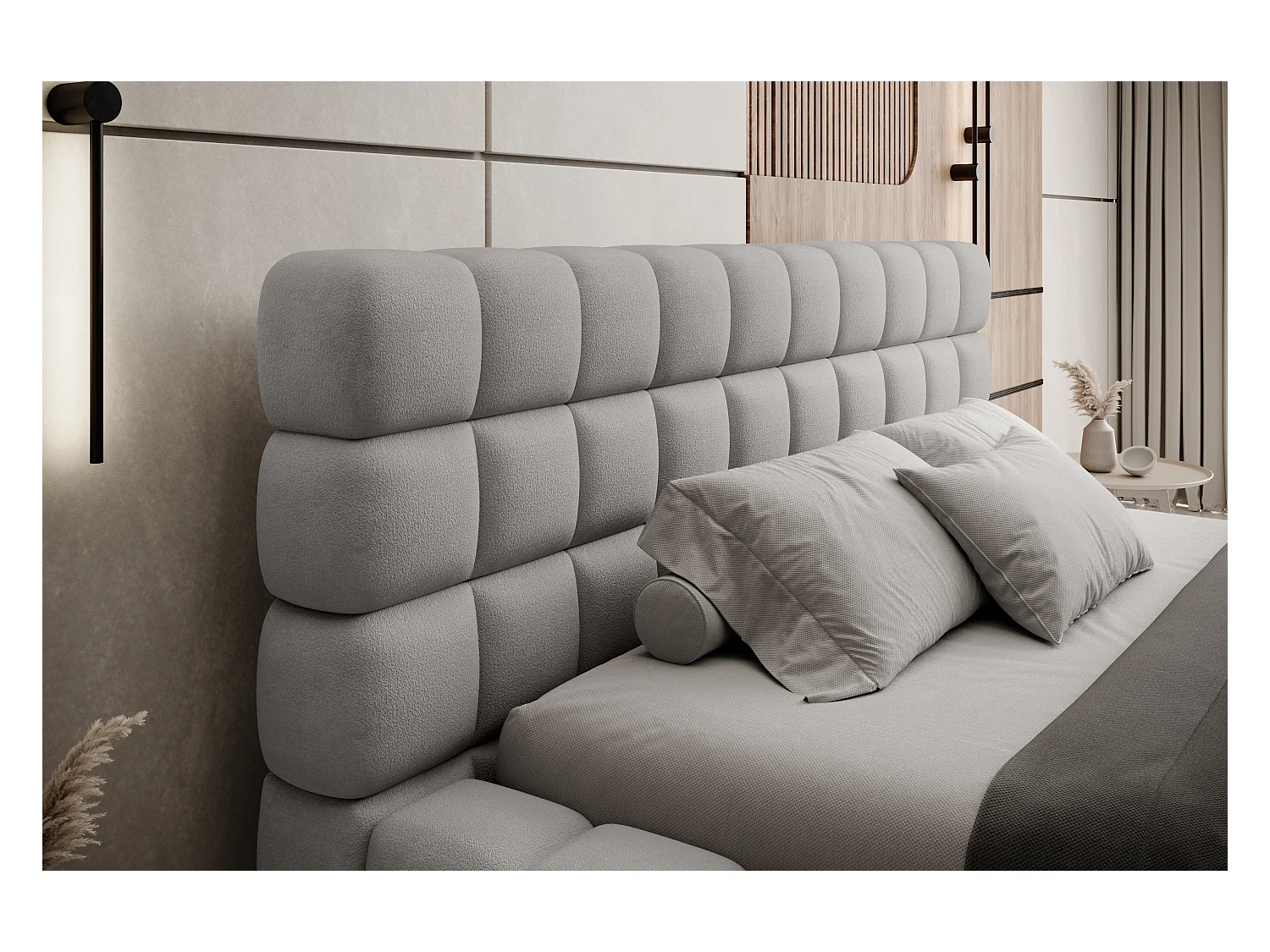 Bett Dario M (160x200)/Stoffbezug/inklusive Matratze/Grau