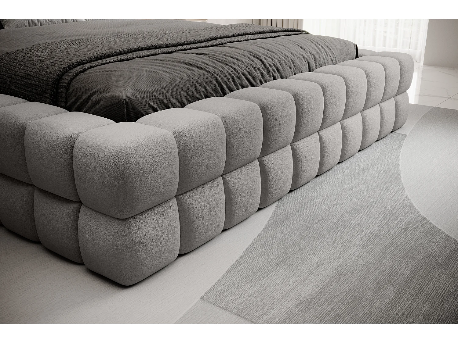 Bett Dario M (160x200)/Stoffbezug/inklusive Matratze/Grau