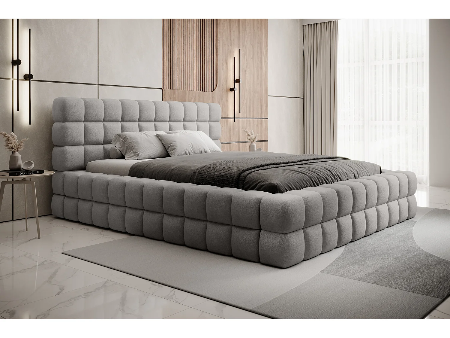 Bett Dario M (160x200)/Stoffbezug/inklusive Matratze/Grau