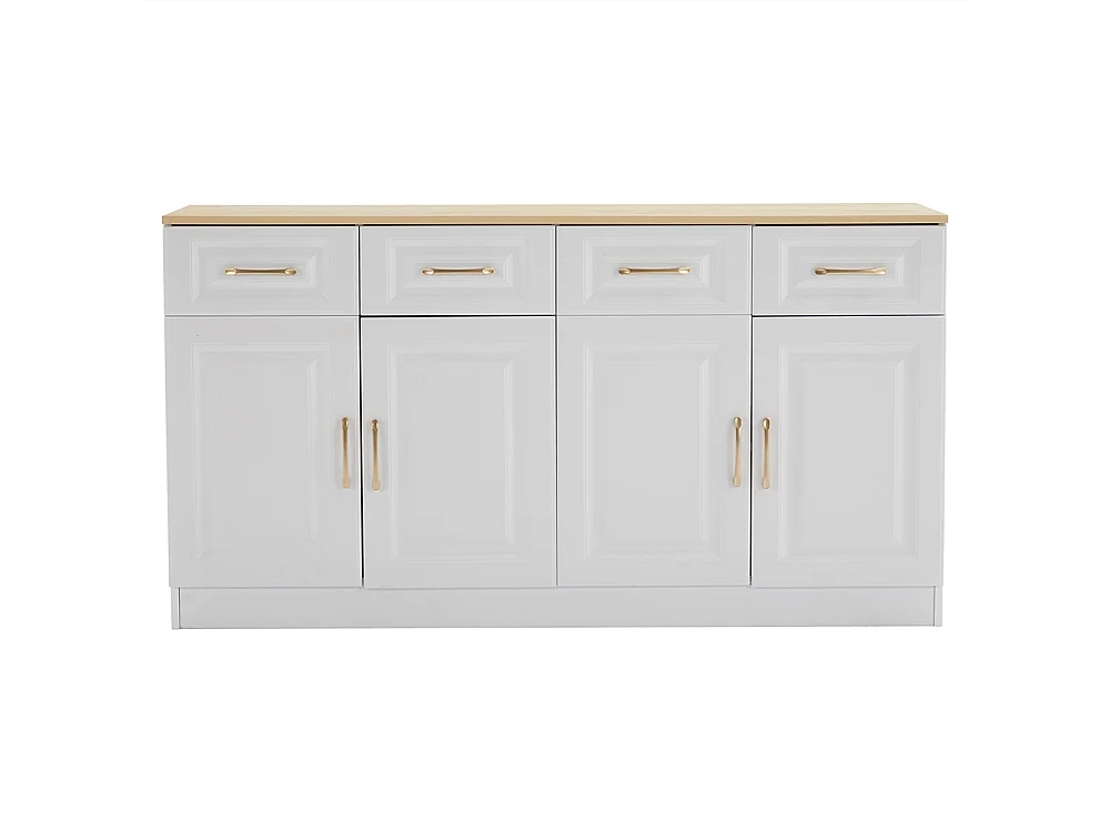 Buffet rangement meuble bar 4 tiroirs 4 portes style fermier moderne bois blanc cuisine salle à manger salon
