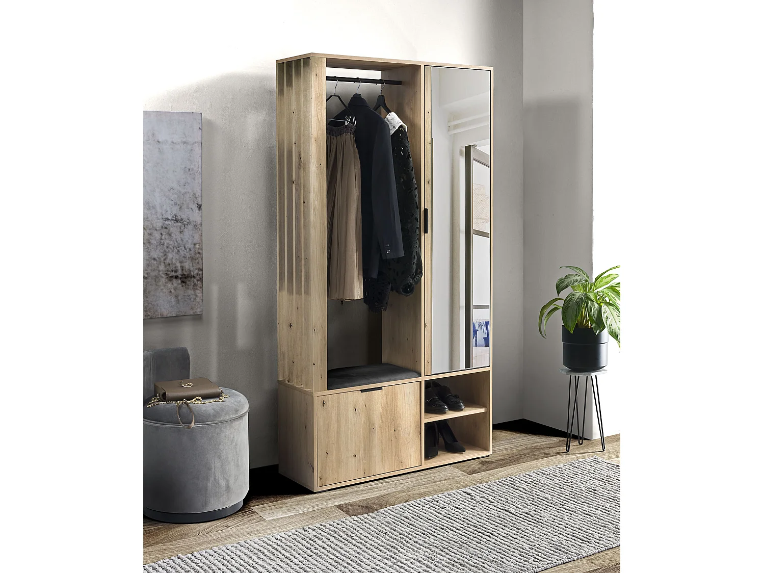 MINIO go for it, Garderobenset MELO in Farbe Artisan Eiche mit Polstersitz