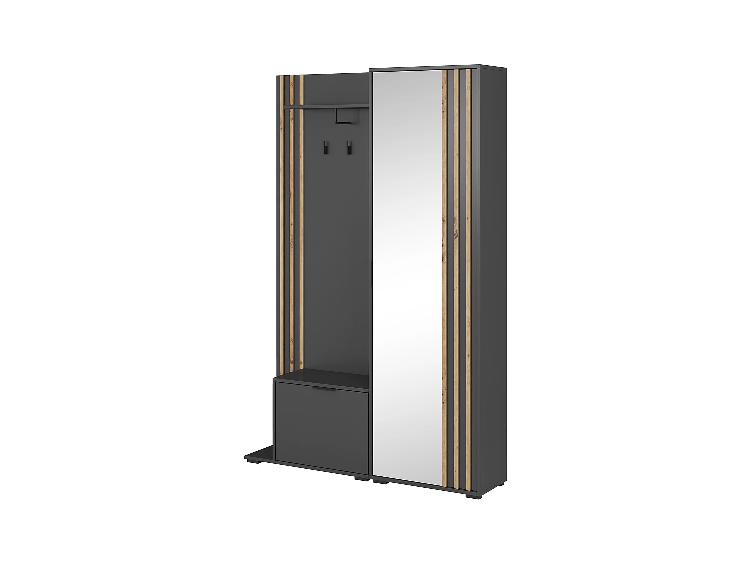MINIO go for it, ensemble de garde-robe NEL, avec miroir, graphite/chêne artisan