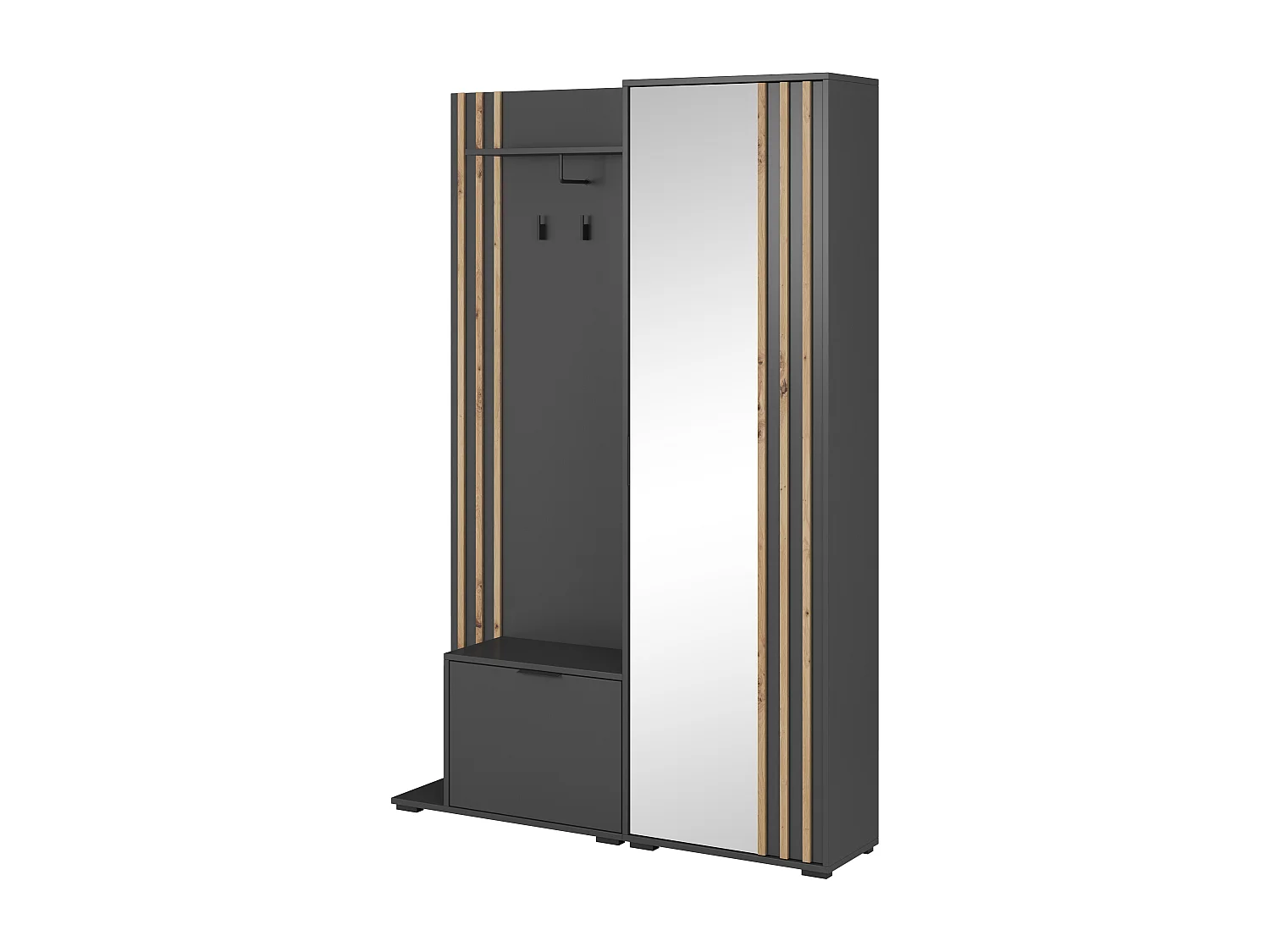 MINIO go for it, ensemble de garde-robe NEL, avec miroir, graphite/chêne artisan