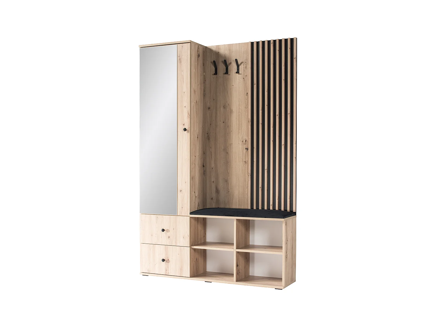 MINIO go for it, ensemble de garde-robe MALI, avec miroir, chêne artisan/noir