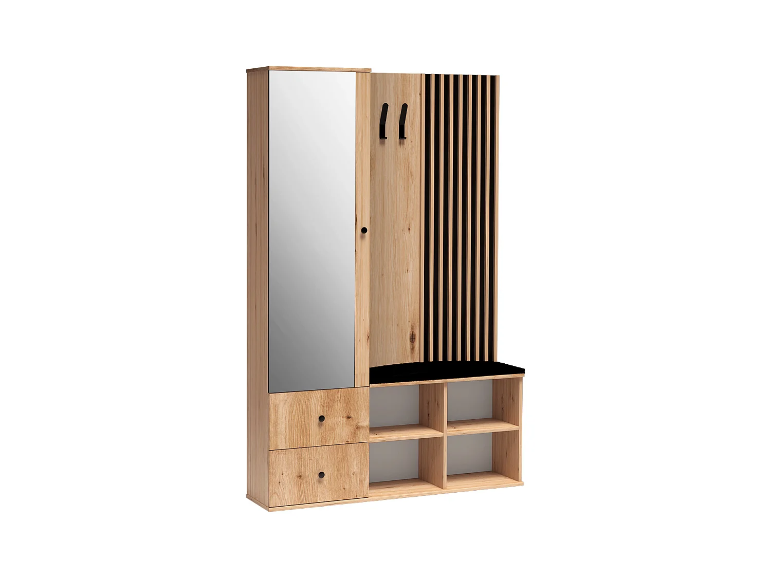 MINIO go for it, ensemble de garde-robe MALI, avec miroir, chêne artisan/noir