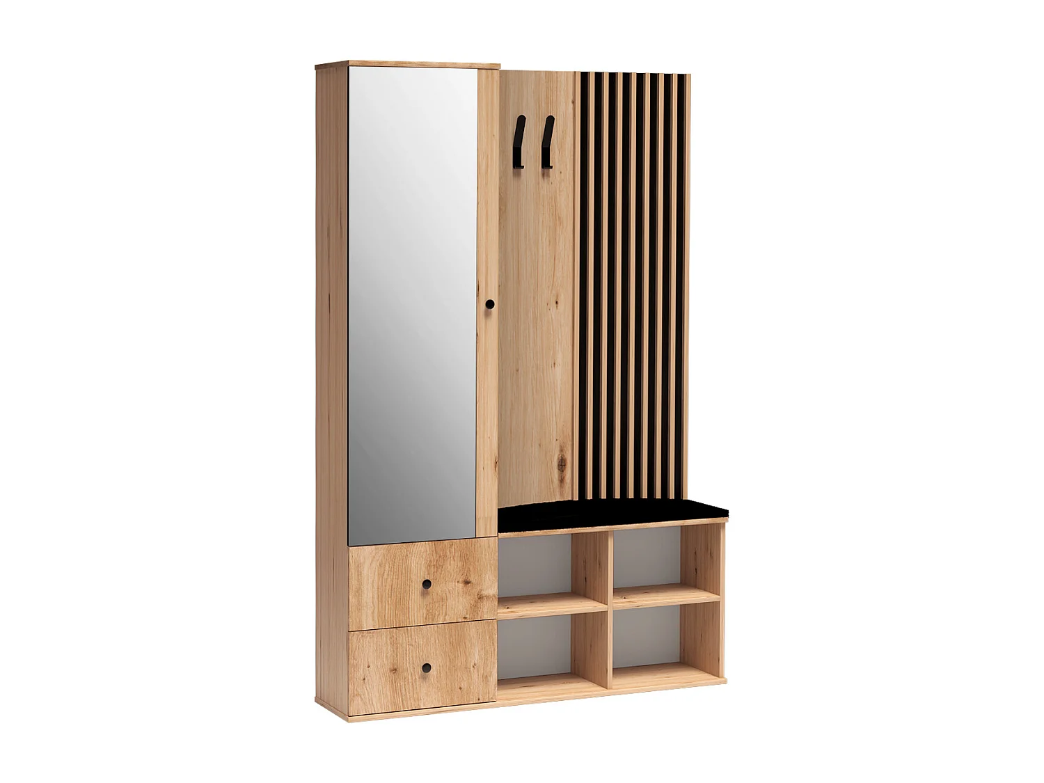 MINIO go for it, ensemble de garde-robe MALI, avec miroir, chêne artisan/noir