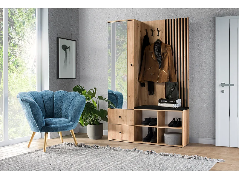 MINIO go for it, Garderobe MALI, met spiegel, artisan eiken/zwart