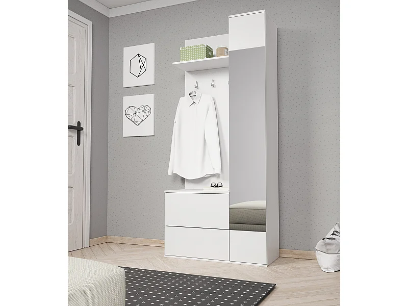 MINIO go for it, Garderobe GREEN, met spiegel, wit