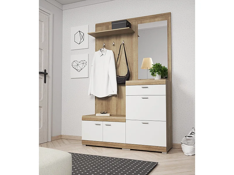 MINIO go for it, ensemble de garde-robe STELLA, avec miroir, chêne riviera/blanc