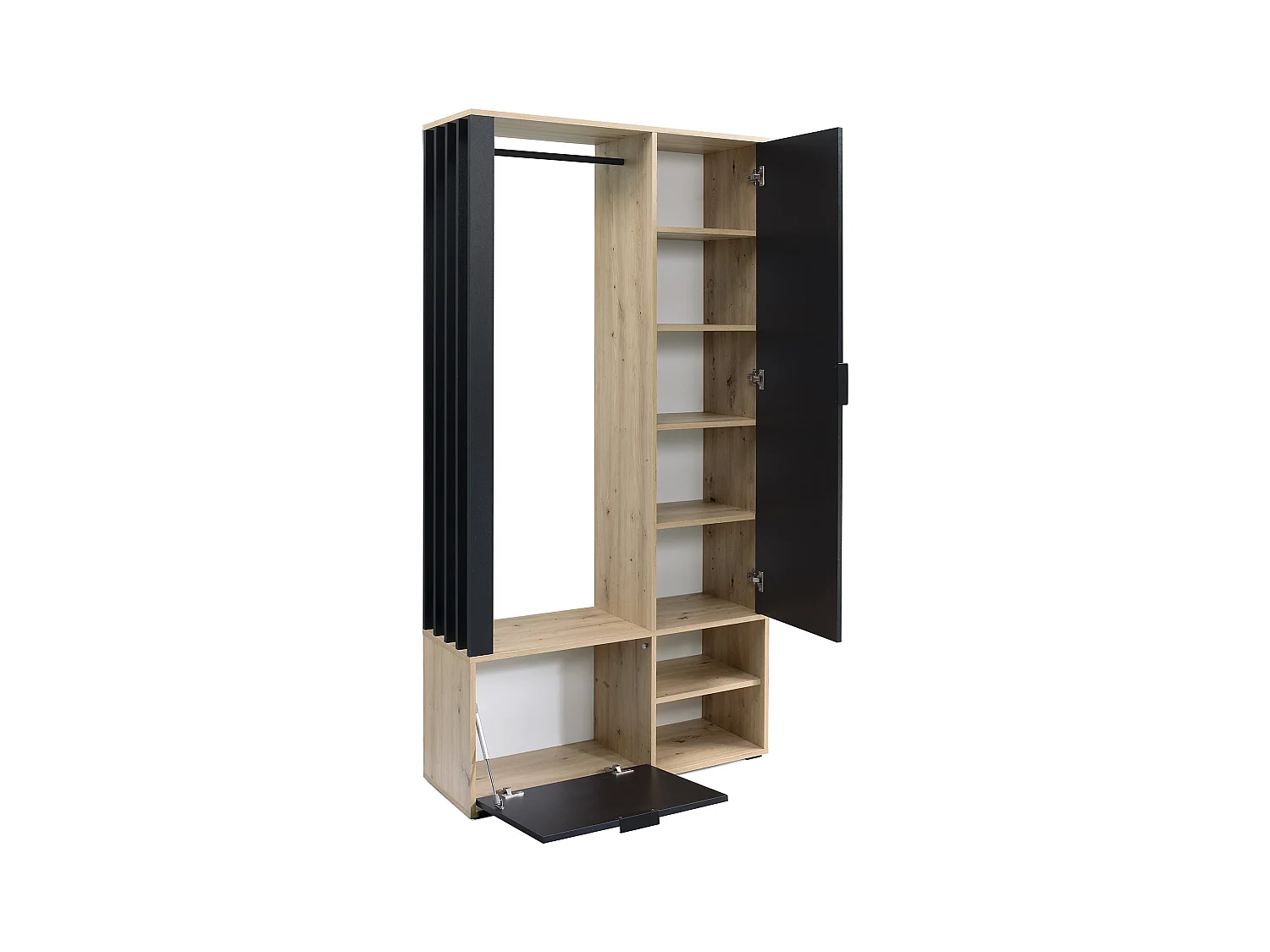 MINIO go for it, Armoire MELO en chêne Artisan/noir avec assise