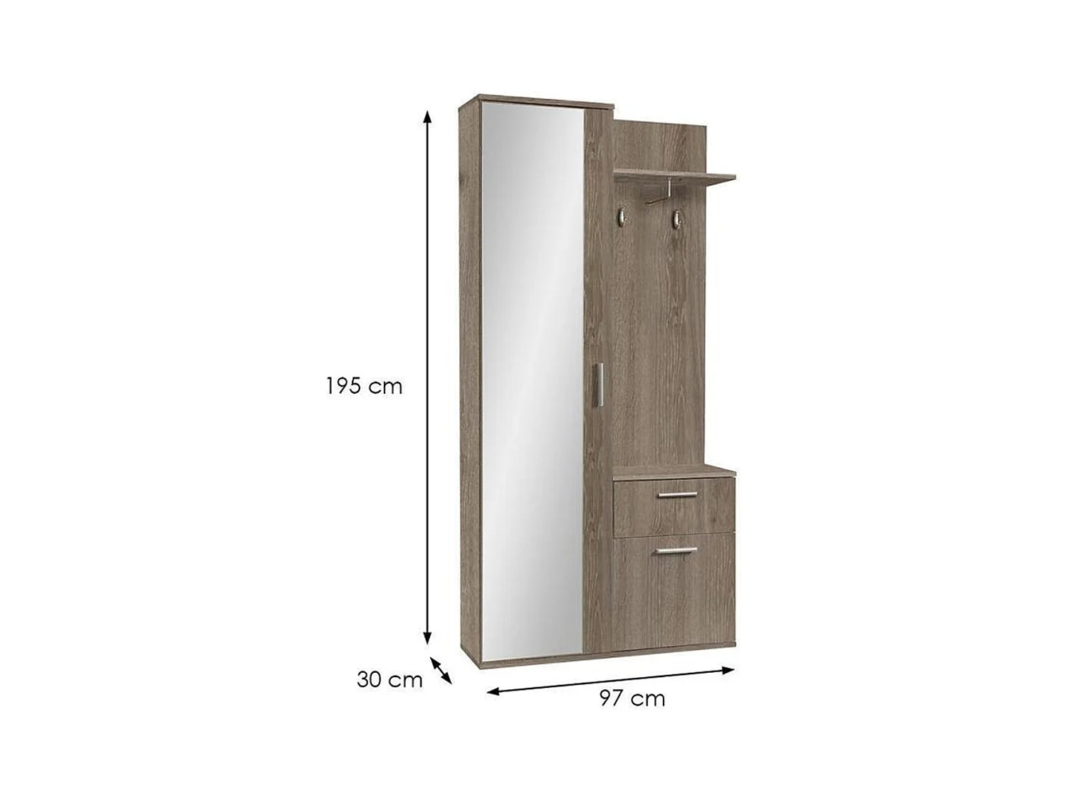 MINIO go for it, Garderoba ALEX w kolorze dąb truflowy