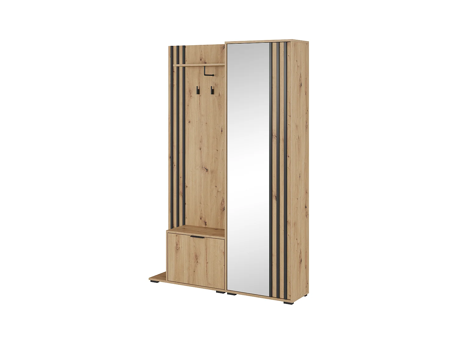 MINIO go for it, ensemble de garde-robe NEL, avec miroir, chêne artisan/noir