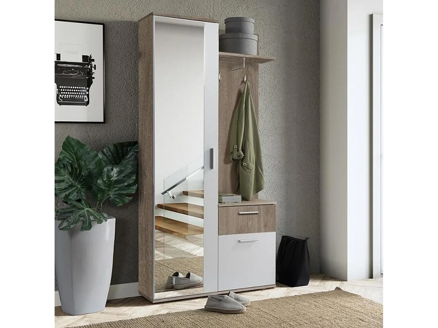 MINIO go for it, Armoire ALEX en chêne Truffle / blanc alpin