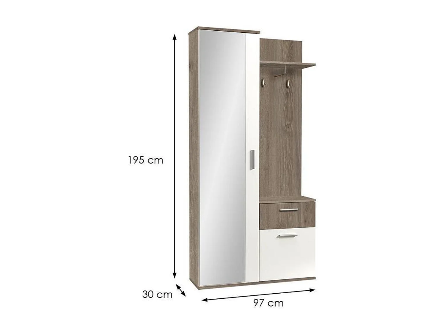 MINIO go for it, ALEX kledingkast in de kleur truffel eiken / alpenwit